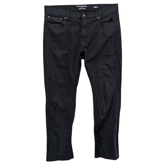 Banana Republic Slim Travel Jeans Mens Black Stretch Denim Size 35x30 - Picture 1 of 11